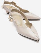 Forever & Always Shoes Dioris Leather Slingback Kitten Heel Pump
