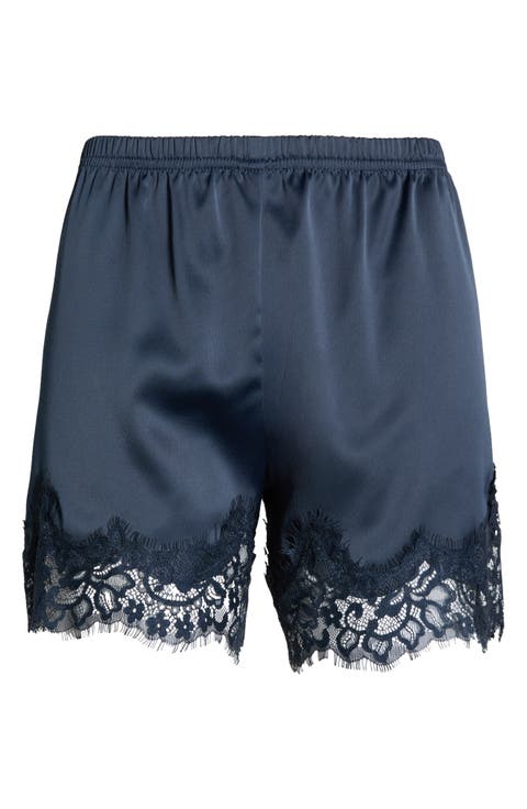 Lace Trim Satin Shorts