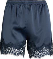 Open Edit Lace Trim Satin Shorts