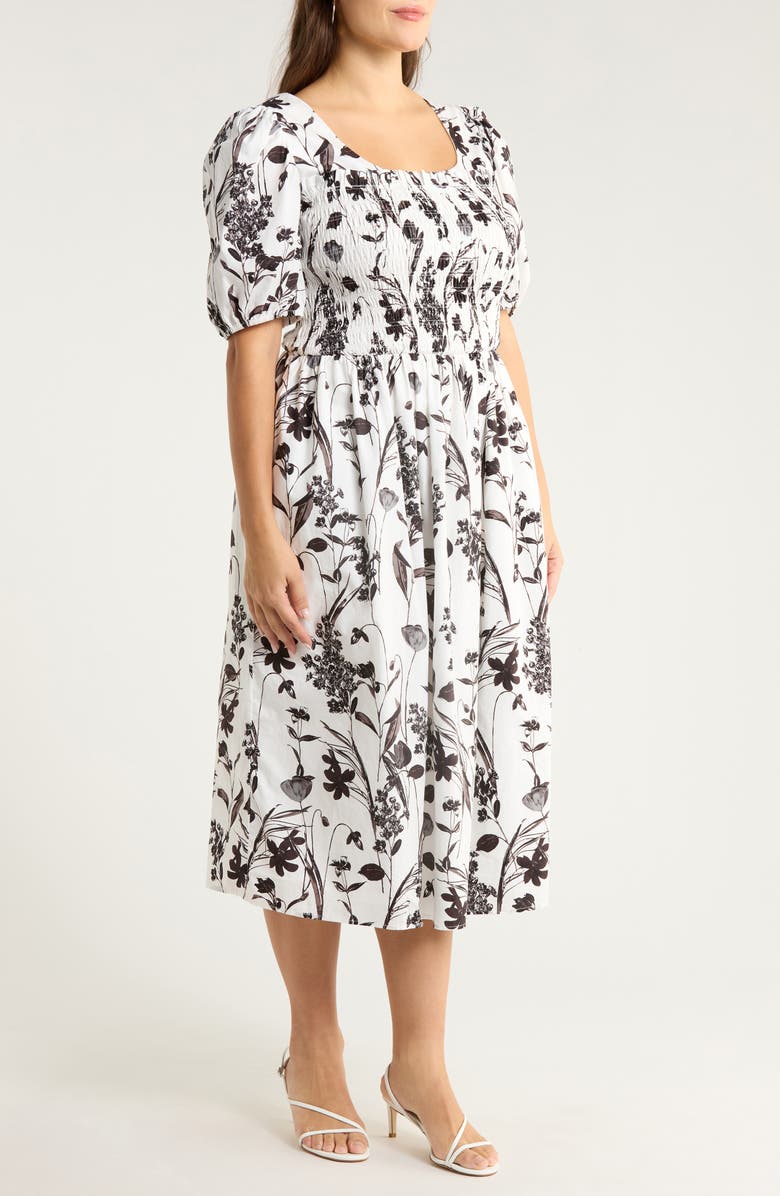 SUGARLIPS Leiden Floral Puff Sleeve Dress, Alternate, color, Cream-Multi