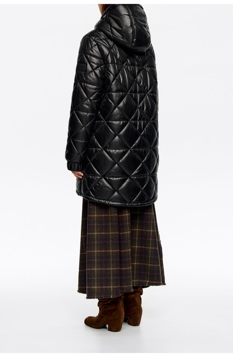 Bimba y Lola Straight Hooded Puffer, Alternate, color, Black