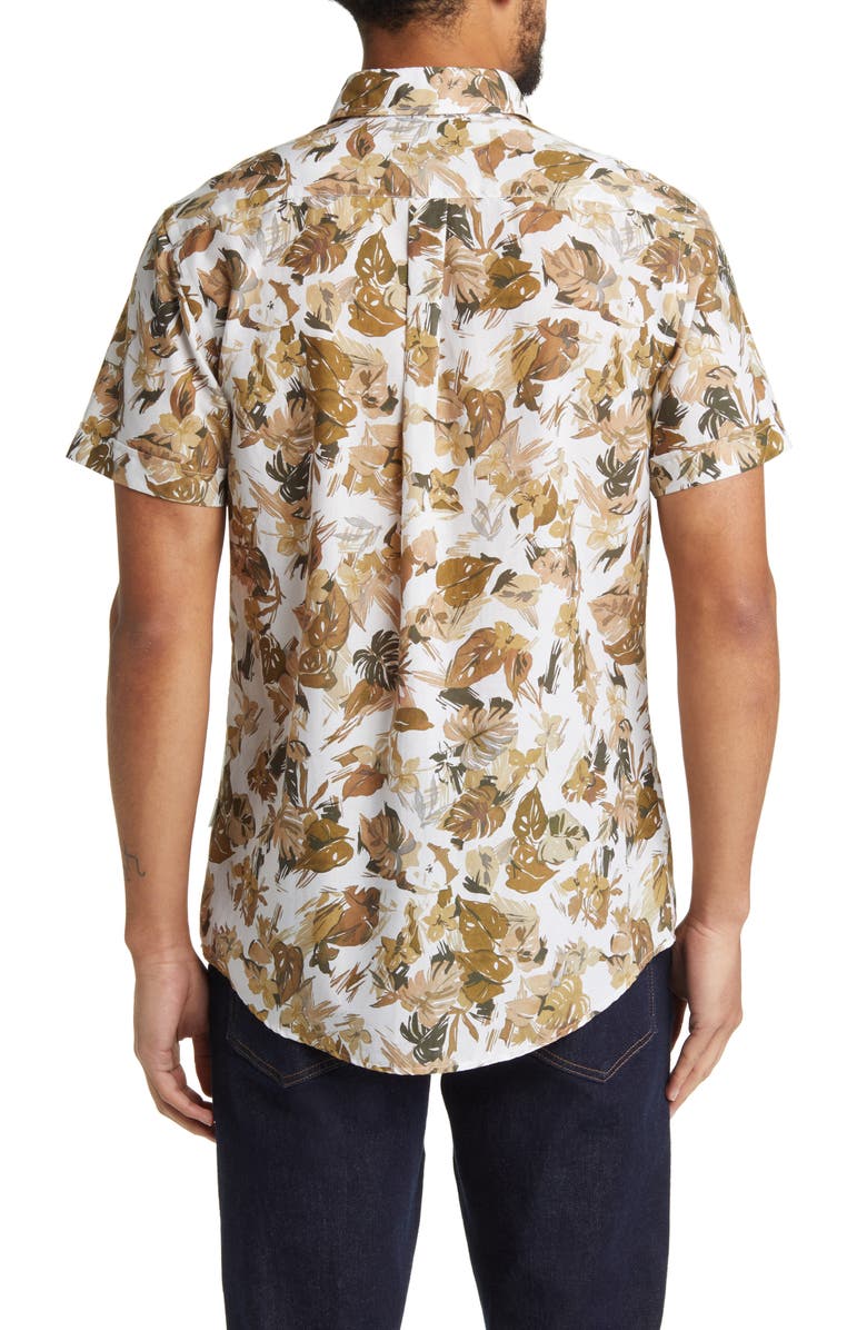 Rodd & Gunn Upper Charlton Floral Short Sleeve Button-Up Shirt, Alternate, color, Khaki