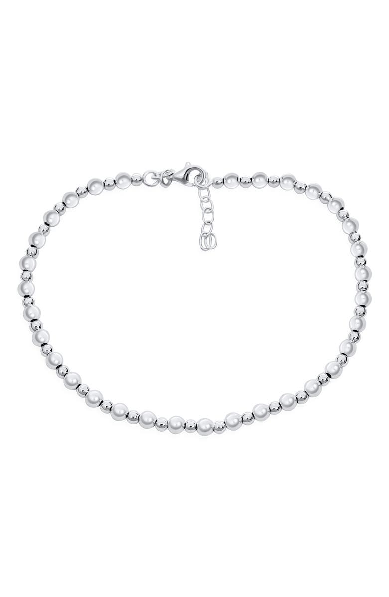 BLING JEWELRY Sterling Silver Bead Anklet, Main, color, 