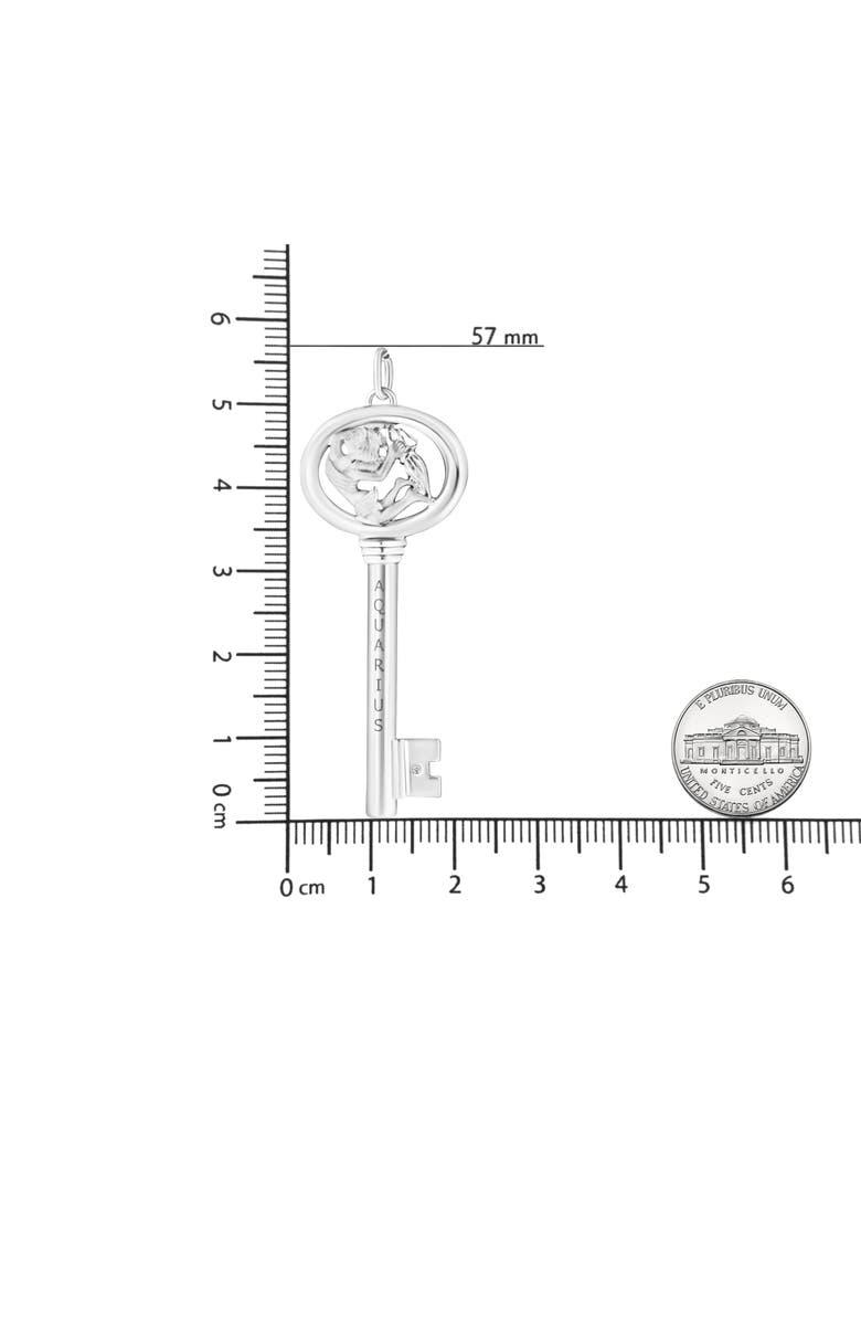 Haus of Brilliance .925 Sterling Silver Diamond Accent Zodiac Key 18" Pendant Necklace, Alternate, color, Aquarius