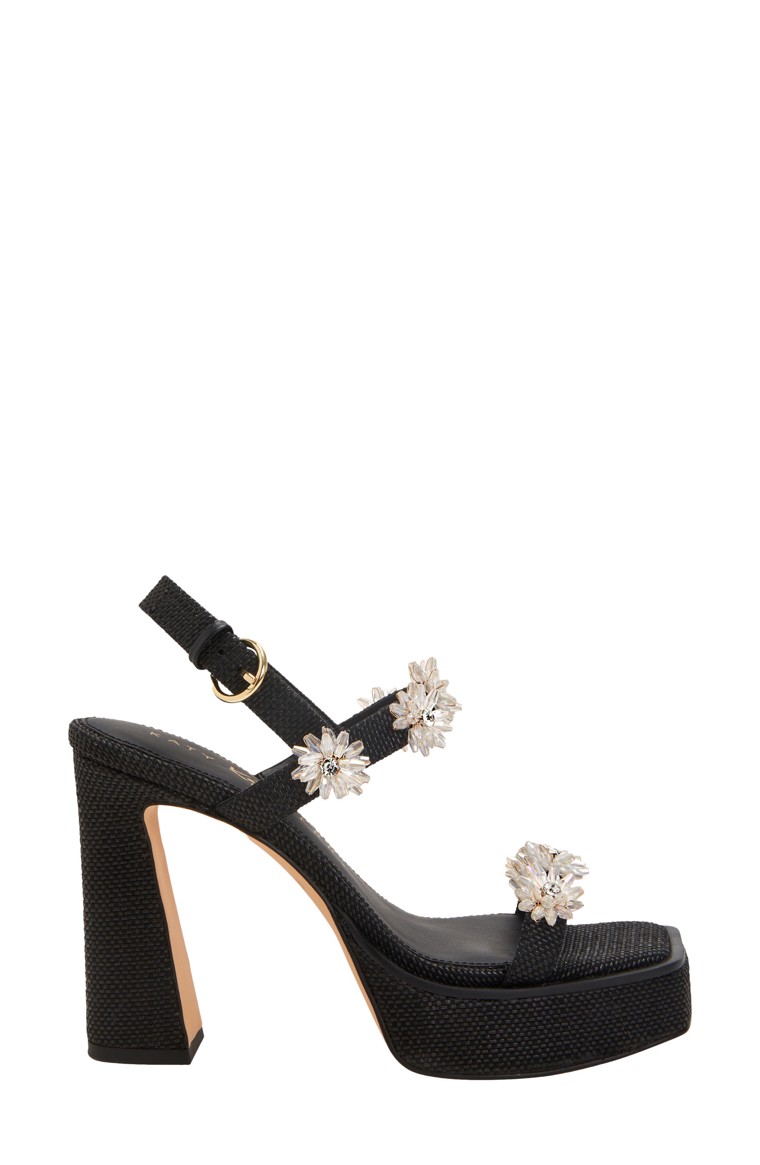 Katy Perry The Steady Floral Slingback Platform Sandal, Alternate, color, Black