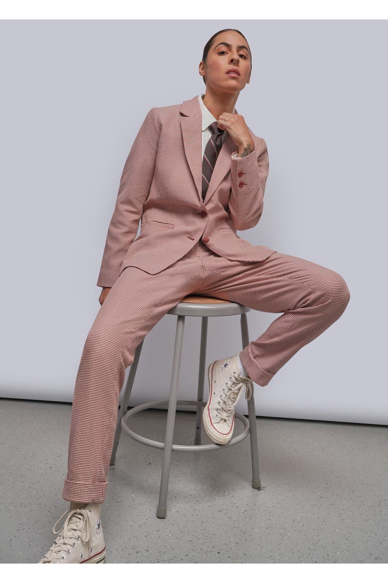 The Empower Houndstooth Notch Lapel Blazer, Alternate, color, CINNAMON/OAT