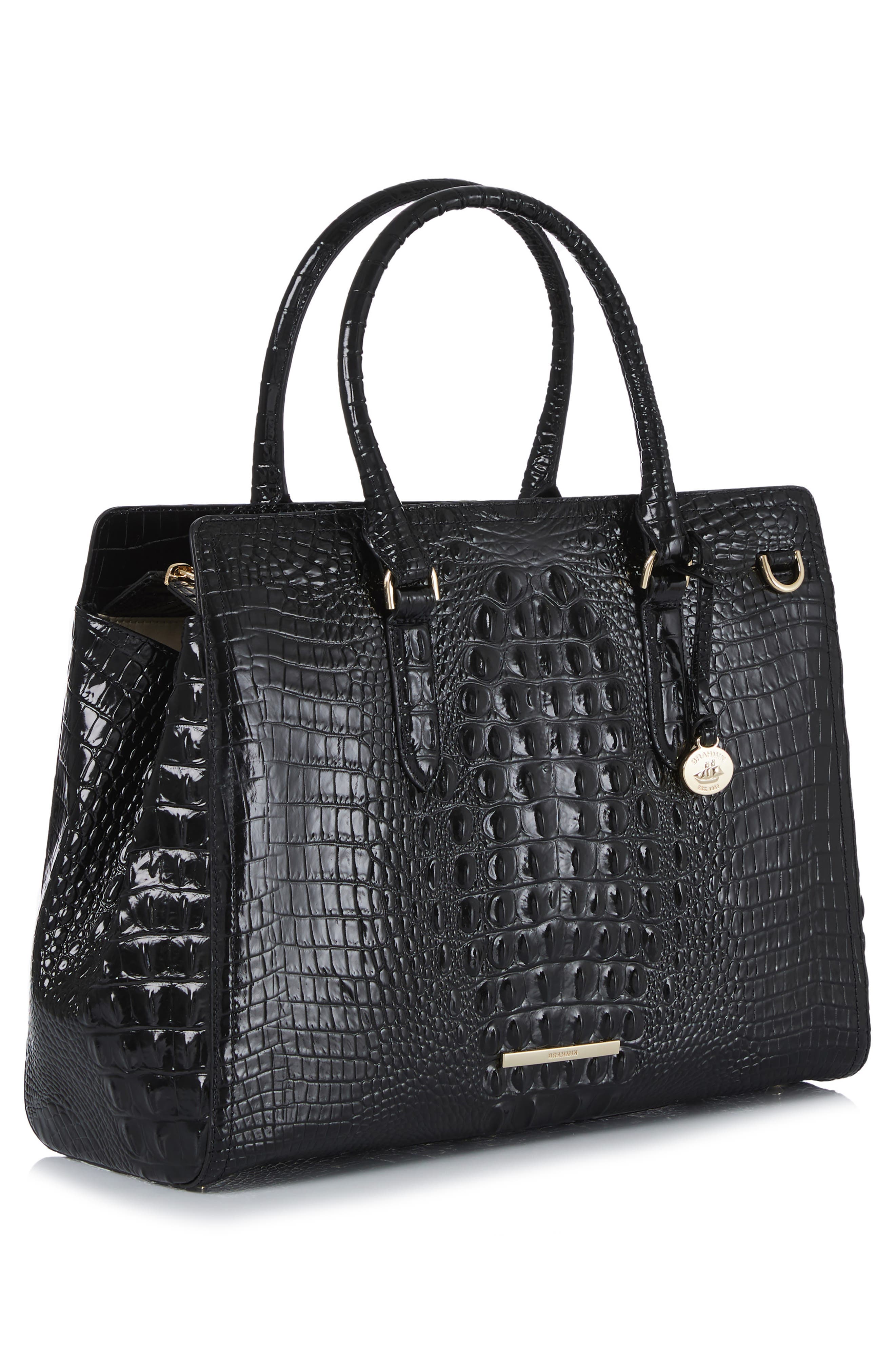 Brahmin Finley Carryall Croc Embossed Leather Satchel, Alternate, color, 