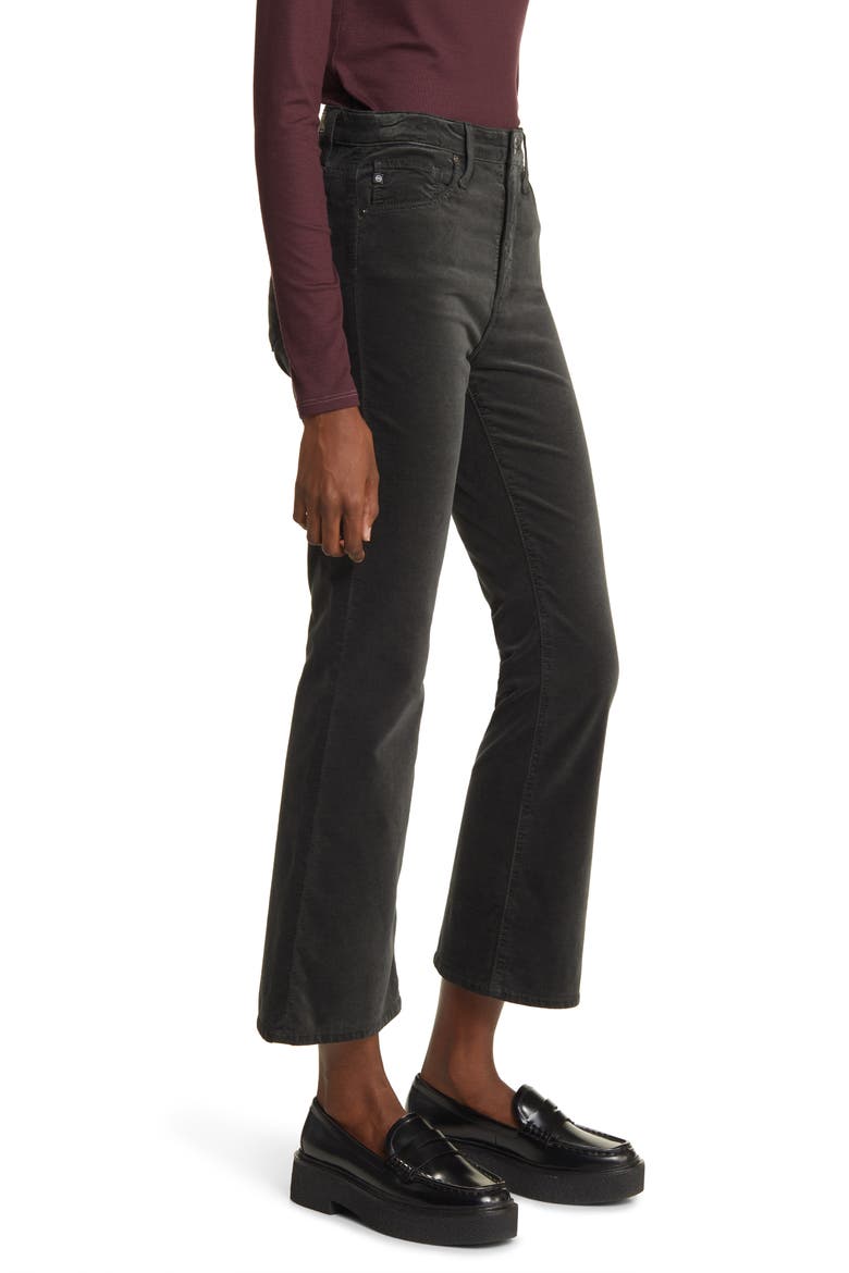 Farrah High Waist Crop Bootcut Velvet Pants, Alternate, color, SMOOTH SLATE