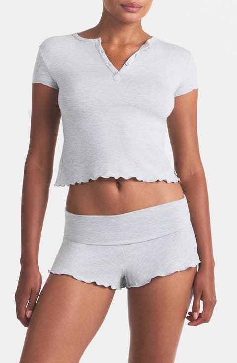 Henley & Foldover Shorts Set