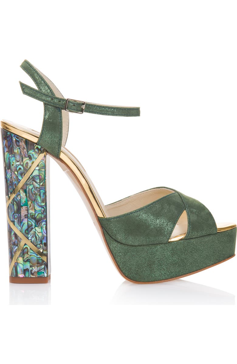Freya Rose Cher Verde Ankle Strap Pearl Heel Sandal, Main, color,