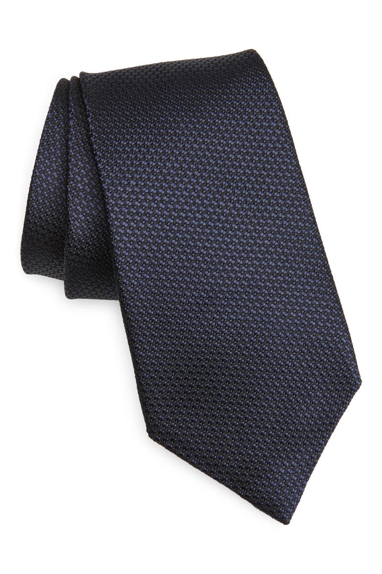 Silk Jacquard Tie, Main, color, DARK BLUE