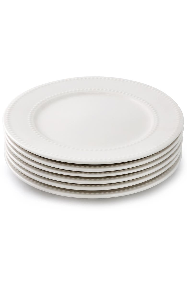6 Piece Stoneware Dinner Plate Set, Alternate, color, White