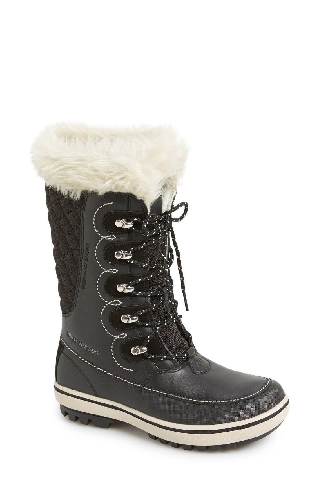 'Garibaldi' Waterproof Snow Boot, Main, color, BLACK/ NATURAL/ FEATHER GREY