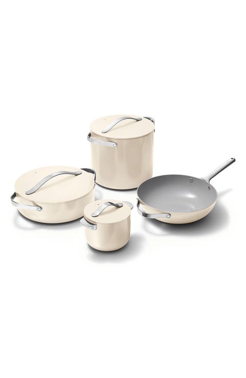 Nonstick Ceramic 7-Piece Cookware Set with Lid Storage