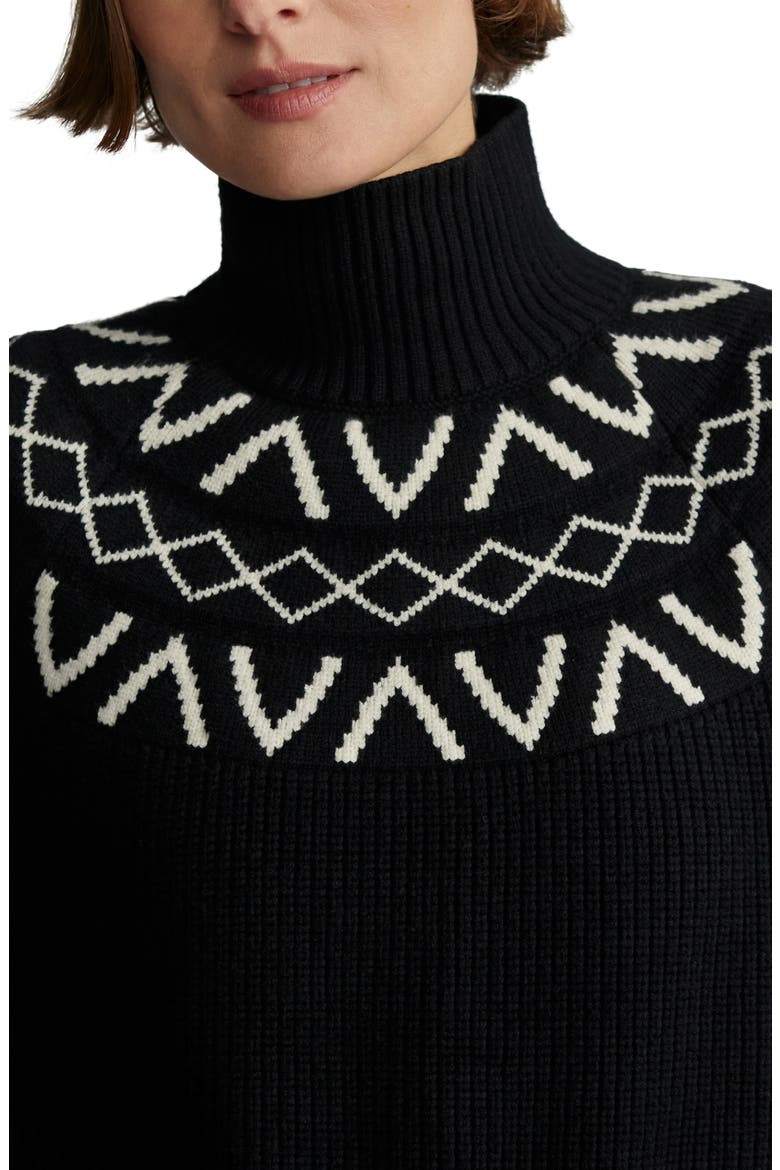 Marcie Fair Isle Mock Neck Sweater, Alternate, color, BLACK