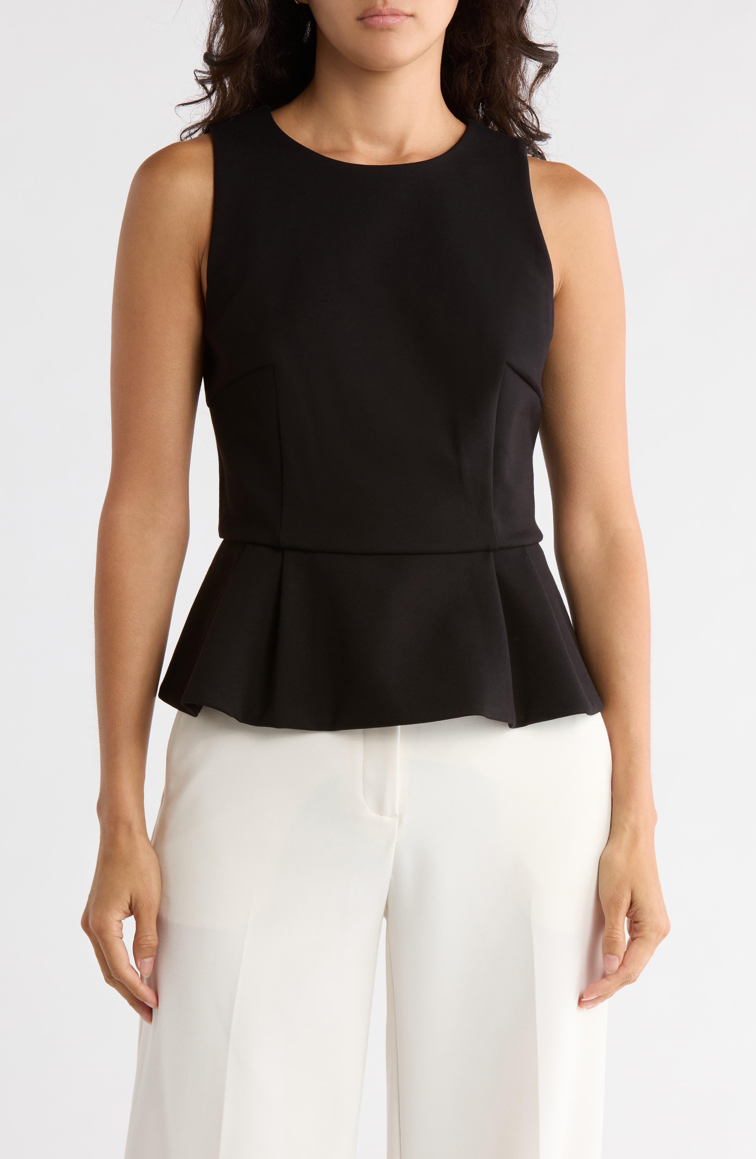 T Tahari Sleeveless Peplum Top