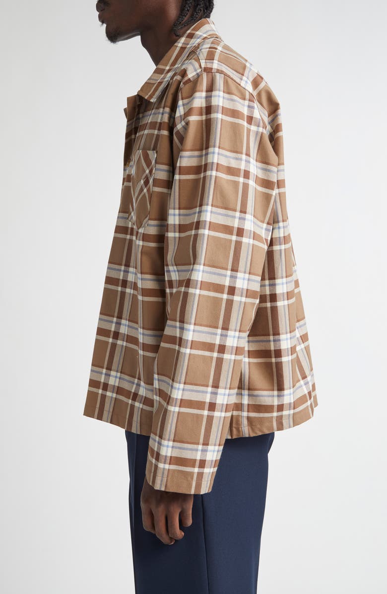 STOCKHOLM SURFBOARD CLUB Club Plaid Organic Cotton Overshirt, Alternate, color, Brown Check