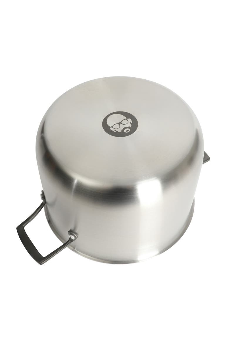 8 Quart Tri Ply Stainless Steel Stock Pot with Glass Lid & Black Handles Dutch Oven, Oven Safe, Dishwasher Safe, Alternate, color, Stainless Steel