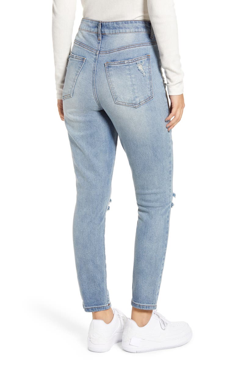Prosperity Denim Ripped High Waist Mom Jeans, Alternate, color,