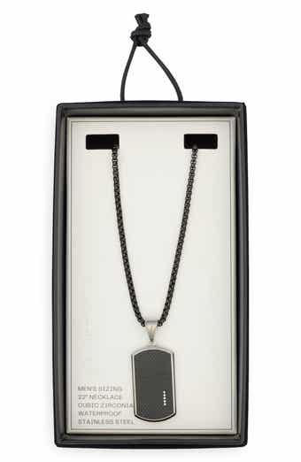 NORDSTROM RACK Textured Dog Tag Pendant Necklace