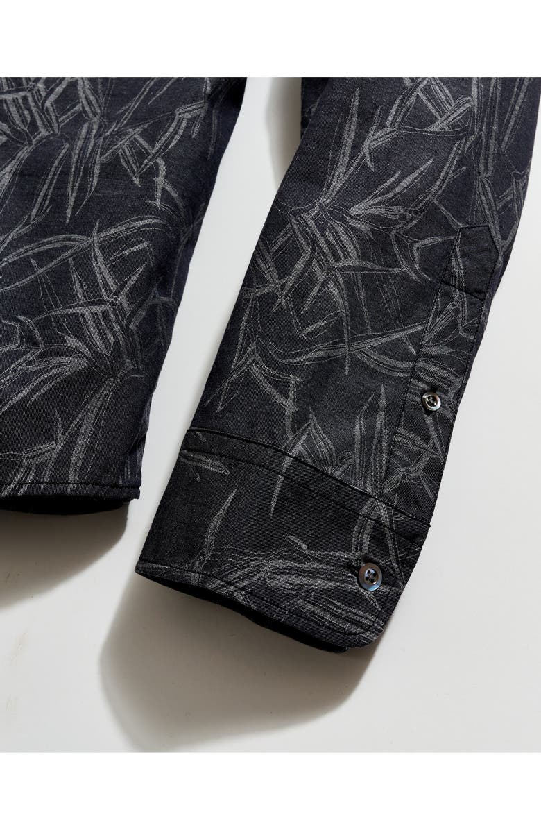 Billy Reid Mélange Reeds Wilson Button-Up Shirt, Alternate, color, Black