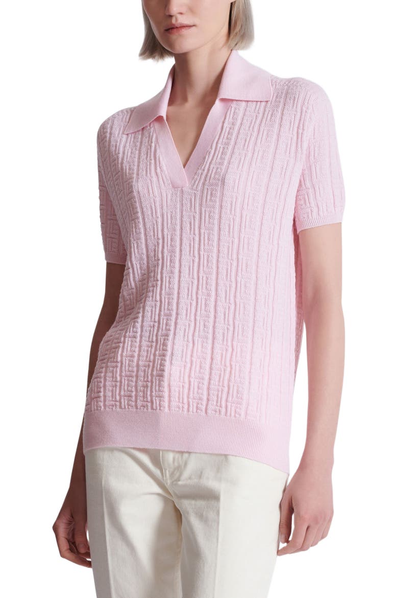 Monogram knit polo, Alternate, color, pink