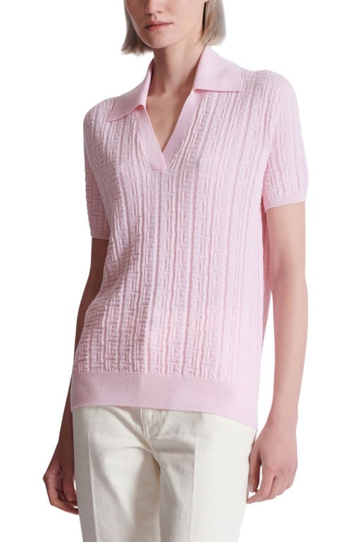 Balmain Monogram Knit Polo In Pink