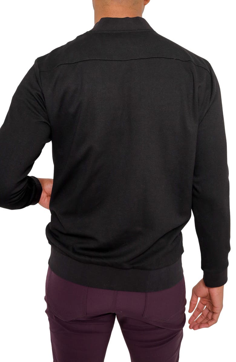 PinoPorte Aragon Velvet Quilted Bomber Sweatshirt, Alternate, color, Black