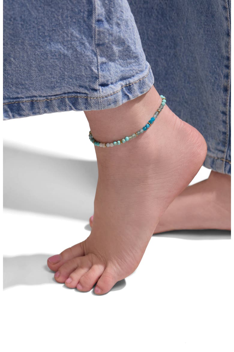 Turquoise Ombre Semi-Precious Beaded Anklet, Alternate, color, Turquoise
