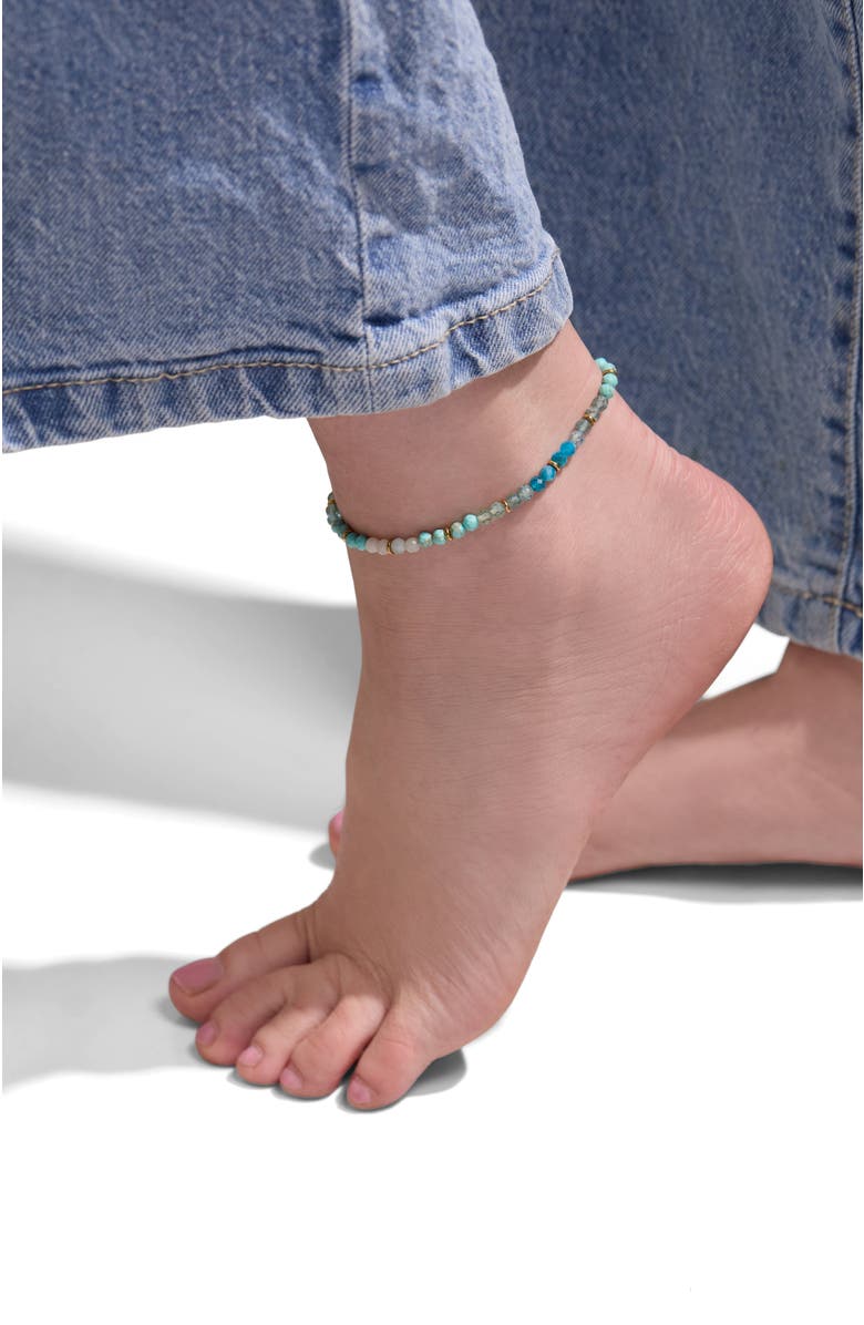 Alex and Ani Turquoise Ombre Semi-Precious Beaded Anklet, Alternate, color, Turquoise