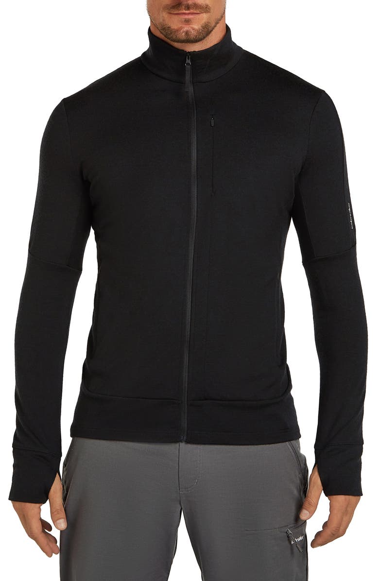 Icebreaker Men's Merino 260 Quantum Long Sleeve Zip Jacket, Main, color, Black