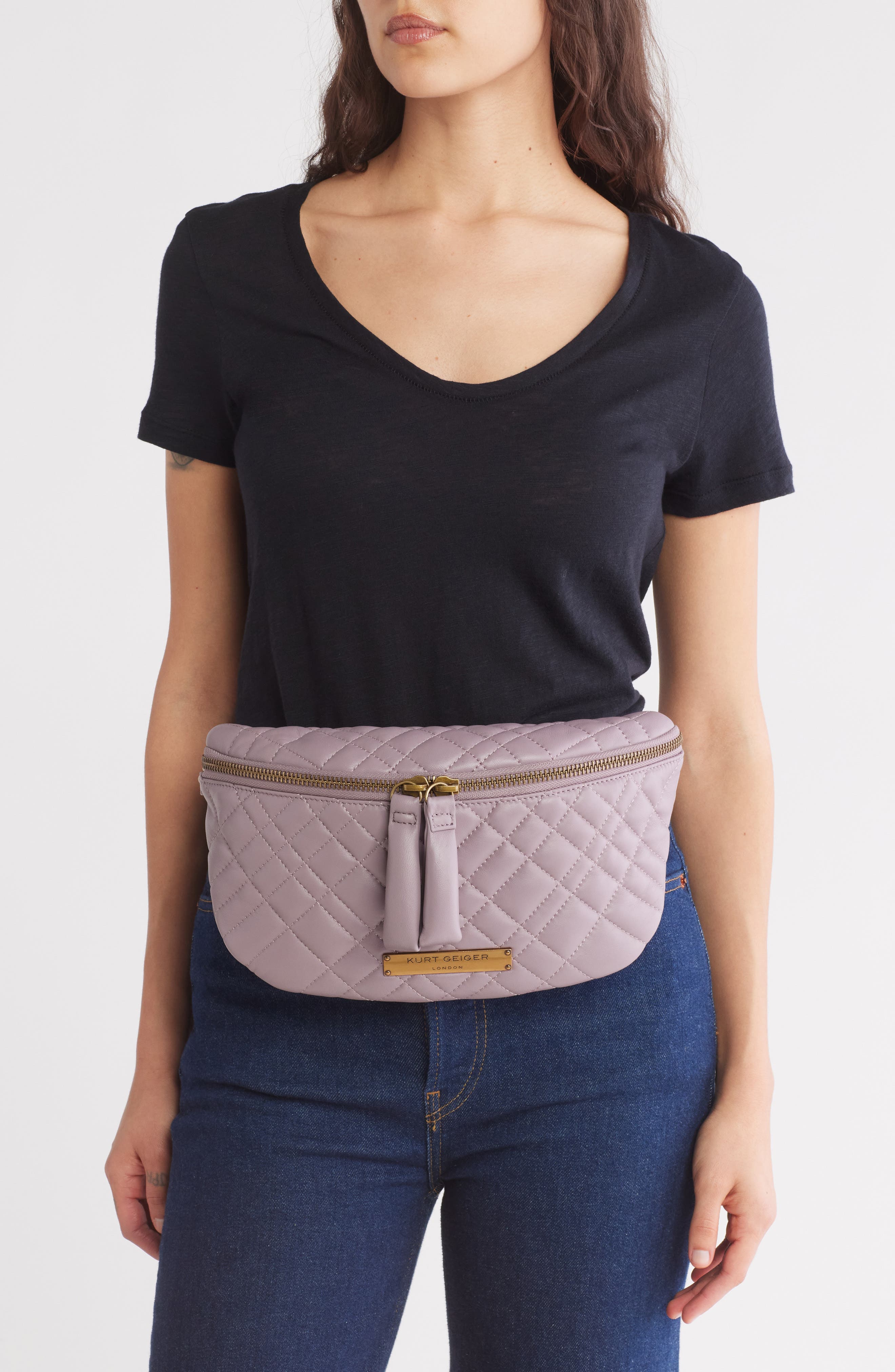 Kurt Geiger London Brixton Leather Belt Bag, Alternate, color, Light/ Pastel Purple