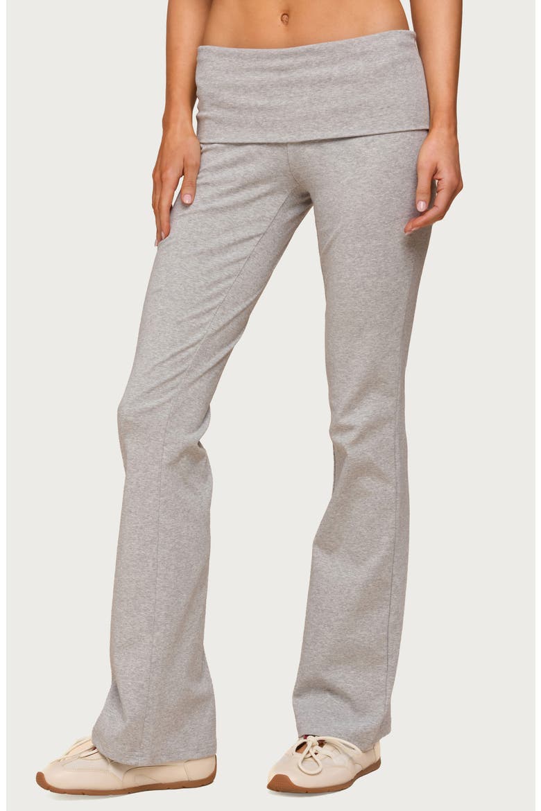 Ivanne Foldover Stretch Cotton Flare Pants, Main, color, DARK-GRAY-MELANGE