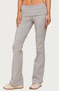 EDIKTED Ivanne Foldover Stretch Cotton Flare Pants