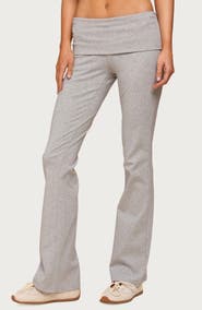 EDIKTED Ivanne Foldover Stretch Cotton Flare Pants