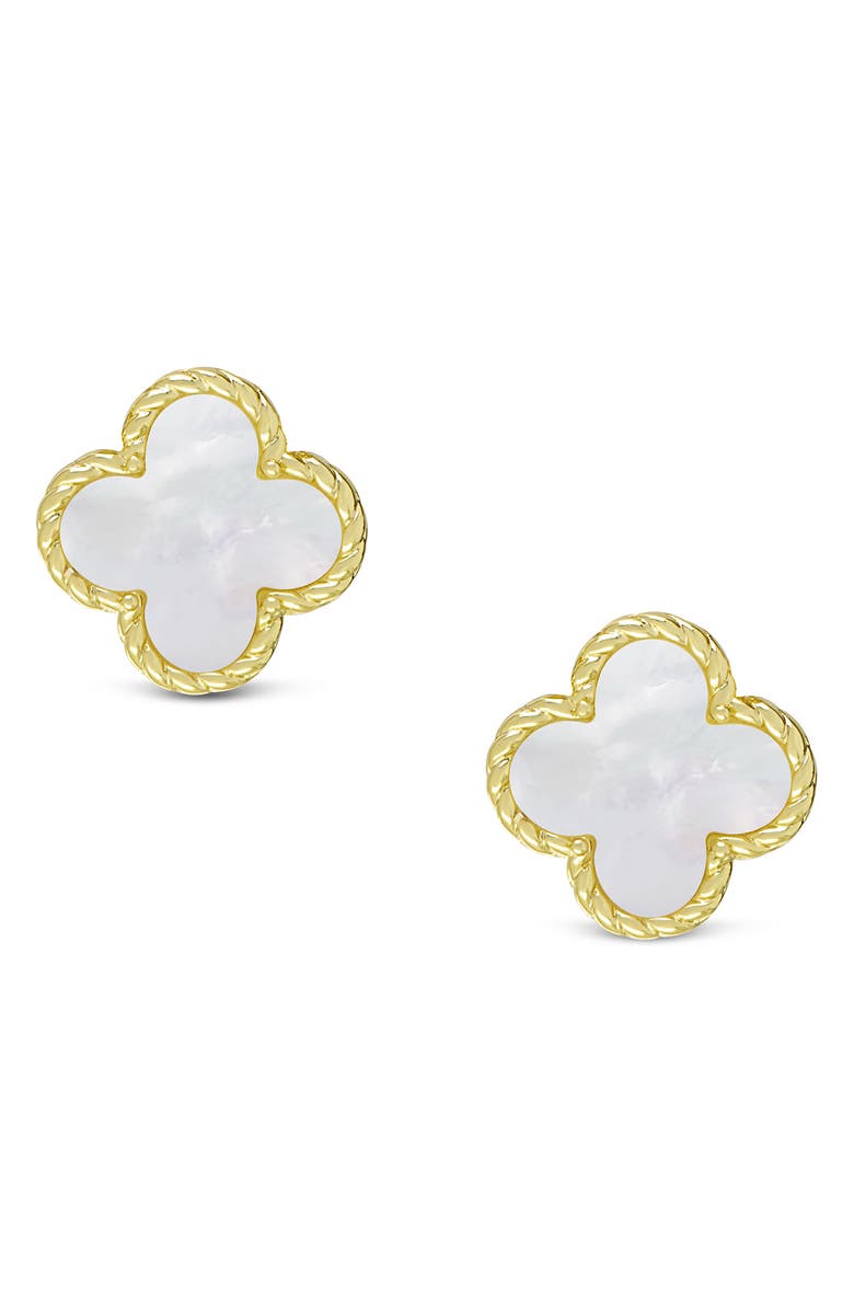 Lily Nily Kids' Mother-of-Pearl Clover Stud Earrings, Main, color, Gold