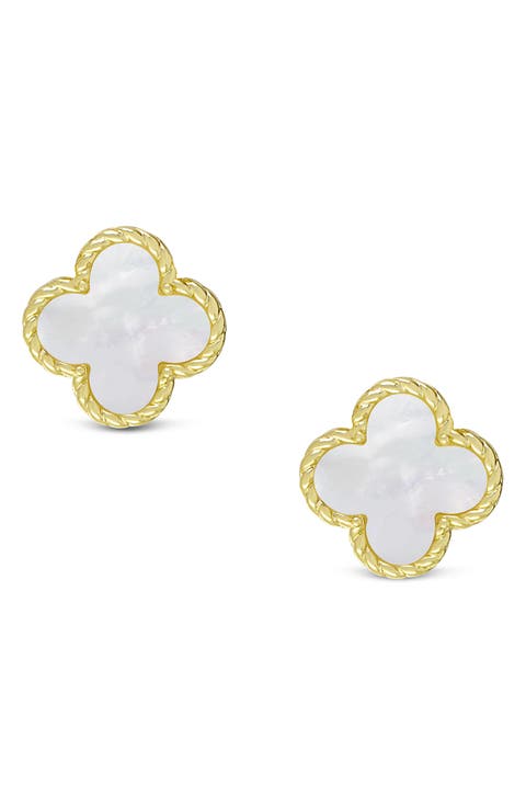 Kids' Mother-of-Pearl Clover Stud Earrings