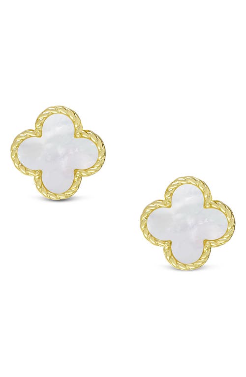 Lily Nily Kids' Mother-of-Pearl Clover Stud Earrings in Gold 