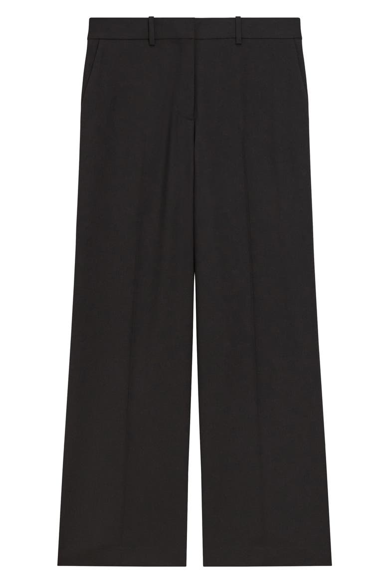 Pleat Front Wide Leg Stretch Wool Pants, Alternate, color, BLACK - 001