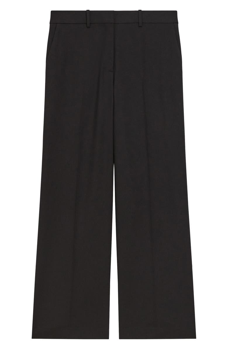 Theory Pleat Front Wide Leg Stretch Wool Pants, Alternate, color, Black - 001
