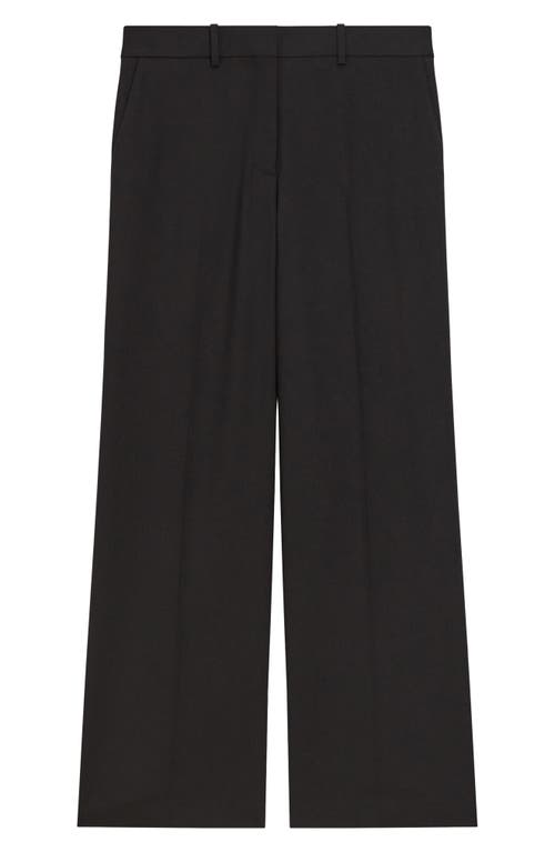 Theory Pleat Front Wide Leg Stretch Wool Pants In Black