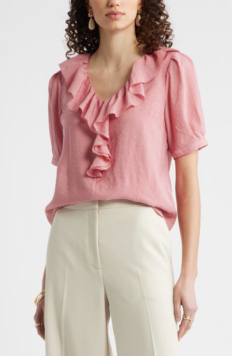 Ruffle Crinkle Semisheer Top