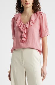 Nordstrom Ruffle Crinkle Semisheer Top