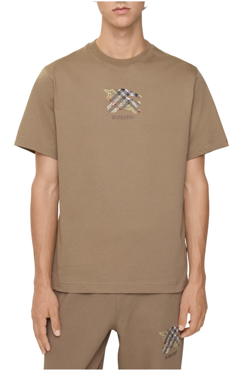 Burberry EKD Check Cotton T-shirt, Main, color, Clay Brown