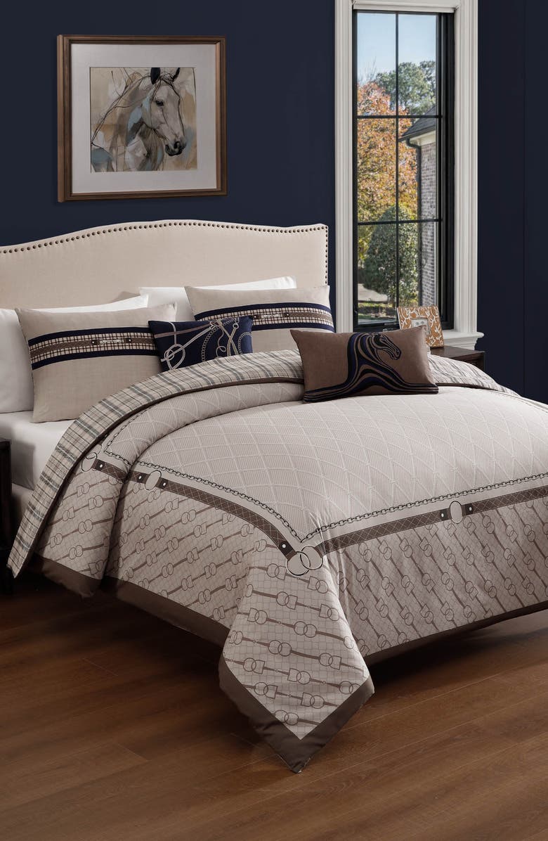 Bebejan Equestrian 5-Piece Comforter Set, Alternate, color, Brown