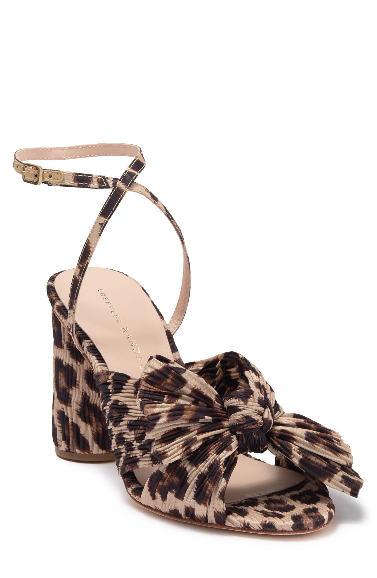 Loeffler Randall Camellia Pleated Bow Block Heel Sandal, Main, color, 
