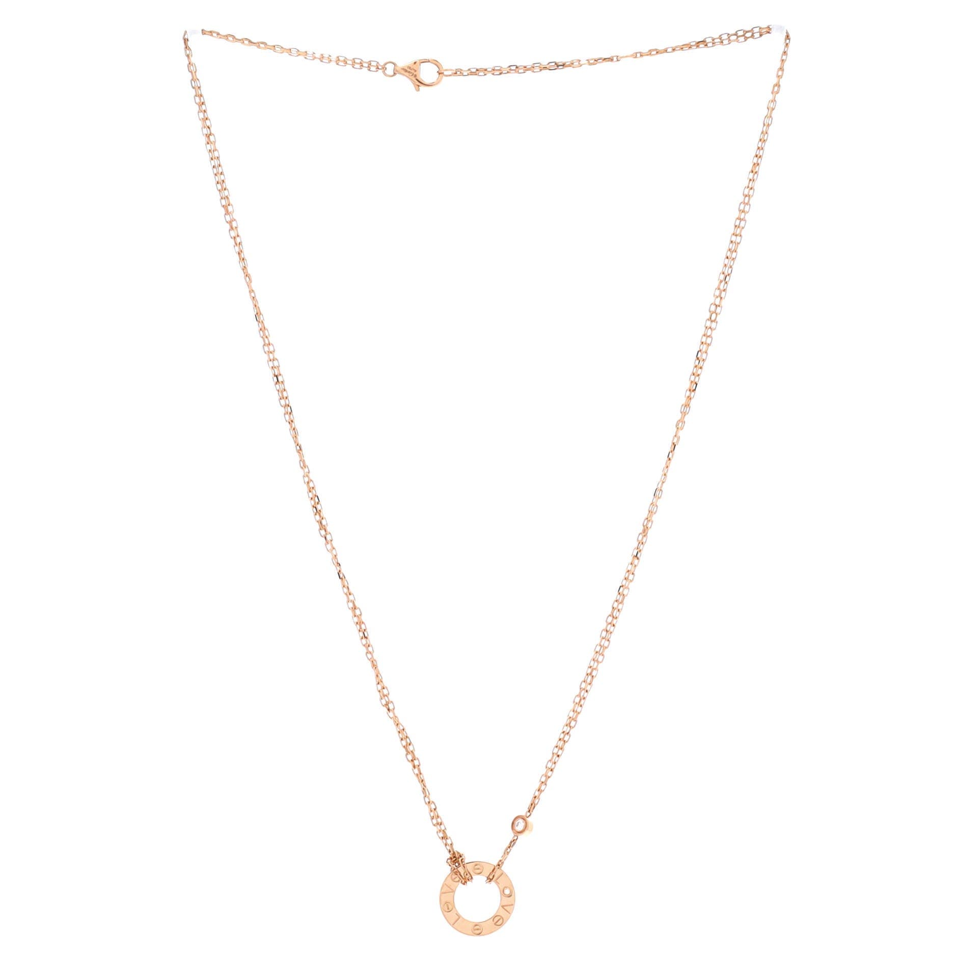 2 Diamonds Love Pendant Necklace 18K Rose Gold and Diamonds, Alternate, color, Metallic Gold