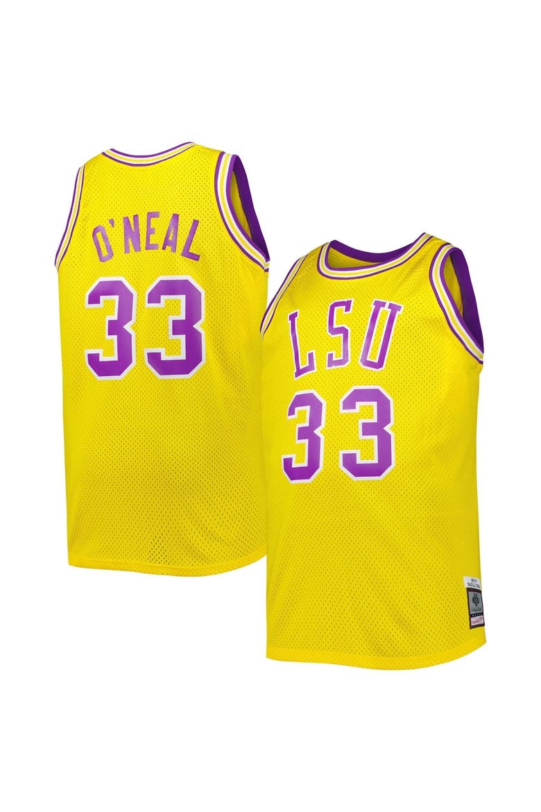 Men's 1990/91 Mitchell & Ness Shaquille O'Neal Gold LSU Tigers Big & Tall Swingman Jersey, Main, color, Gold