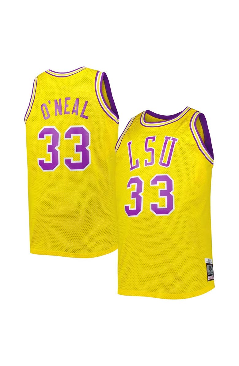 Mitchell & Ness Men's 1990/91 Mitchell & Ness Shaquille O'Neal Gold LSU Tigers Big & Tall Swingman Jersey, Main, color, Gold