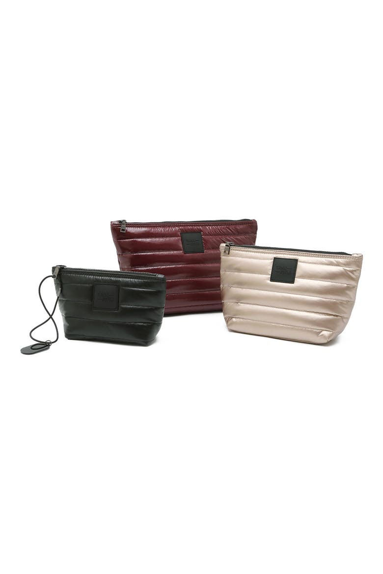 Travel Trio 3-Piece Pouch Set, Alternate, color, GLOSSY DEEP BURGUNDY